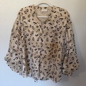 Fate Leopard Print Button Front Blouse Size Large